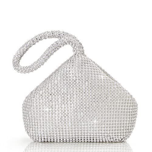 BABEYOND Handtasche Damen 1920s Strass Handtasche Abend Party Clutch Elegante Abschlussball Handtaschen Hochzeit Braut Zubehör(1-Silber)