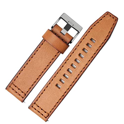 SCRUBY Für fossile JR1354 | 1487 | 1424 Uhrenband Hochwertige Retro Schnellveröffentlichung Echtes Leder Dieselgurt schwarz dunkelbraun 22mm 24mm(Brown silver clasp,22mm)