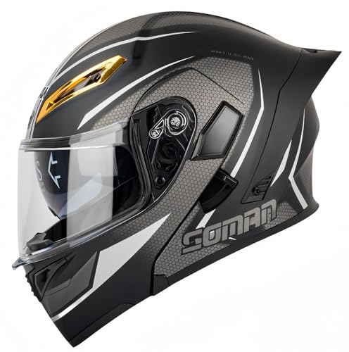 Modularer Motorradhelm, integrierter Motorradhelm, ECE-geprüfter, atmungsaktiver Rollerhelm mit Doppelvisier, Herren- und Damen-Rollerhelm, Doppel-Integralhelm K,L59-60CM