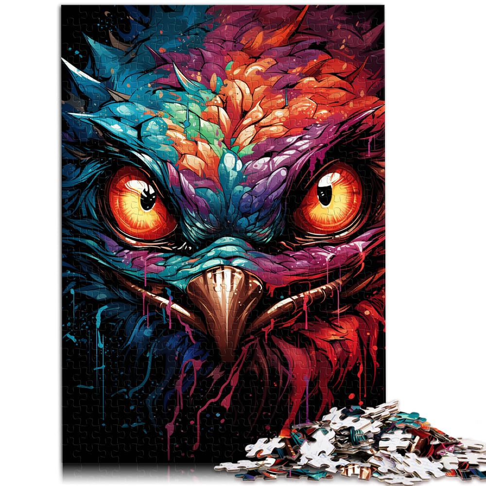 Puzzle zum Verschenken, farbenfrohes psychedelisches Drachenaugen-Puzzle für Erwachsene und Ren, 1000 Teile, Holzpuzzle für Familienaktivitäten, 1000 Teile (50 x 75 cm)