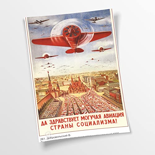 Artis Prints Poster (Baumwolle) Soviet Poster | Flieger - Flugzeug, UDSSR, Sowjetunion, Propaganda, Vintage, Deko für Inneneinrichtung, Klein bis Groß