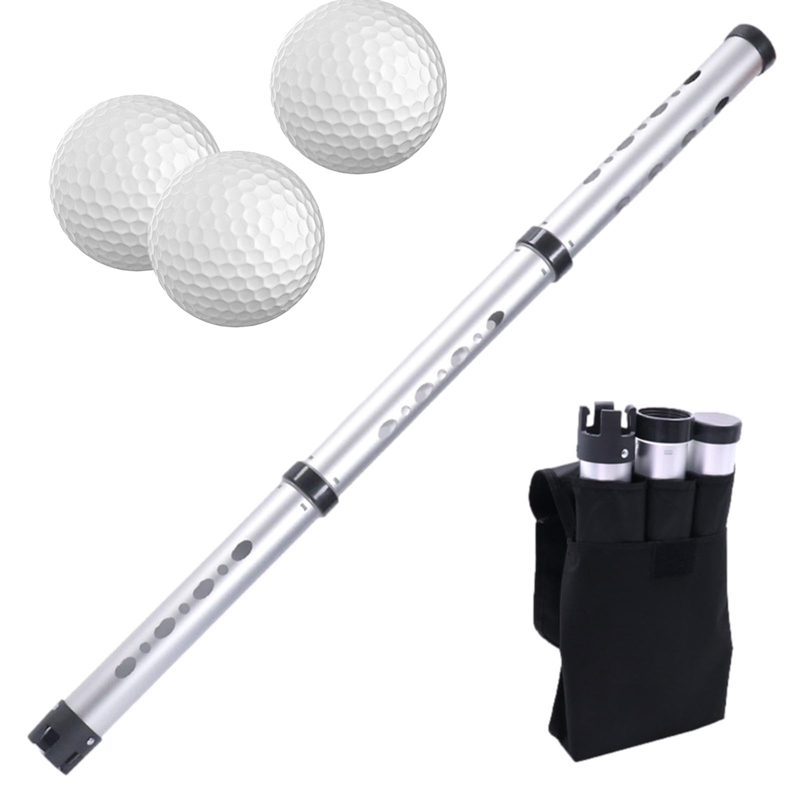 Takluu Golfball-Retriever,Golfball-Retriever-Röhre - Pickup-Werkzeug aus Aluminiumlegierung, Golfballsammler - Tragbare Golfbälle Shagger Grabber Golfballröhre für Damen Herren