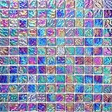 1qm Glas Mosaik Fliesen Matte Violett mit mehrfarbigem Schimmer Lustrous irisierend (MT0042 m2)