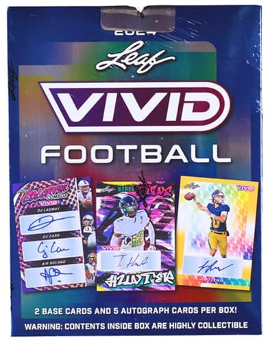 2024 Leaf Vivid Fußball Hobby, Sammelkartenbox, 5 Autogramme