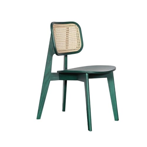 yixinzi-2024 Rattan-Akzentstuhl Esszimmerstuhl aus Massivholz mit Rückenlehne aus Rattangeflecht – moderner Stil – ideal for den Einsatz im Restaurant zu Hause Sessel(Green)