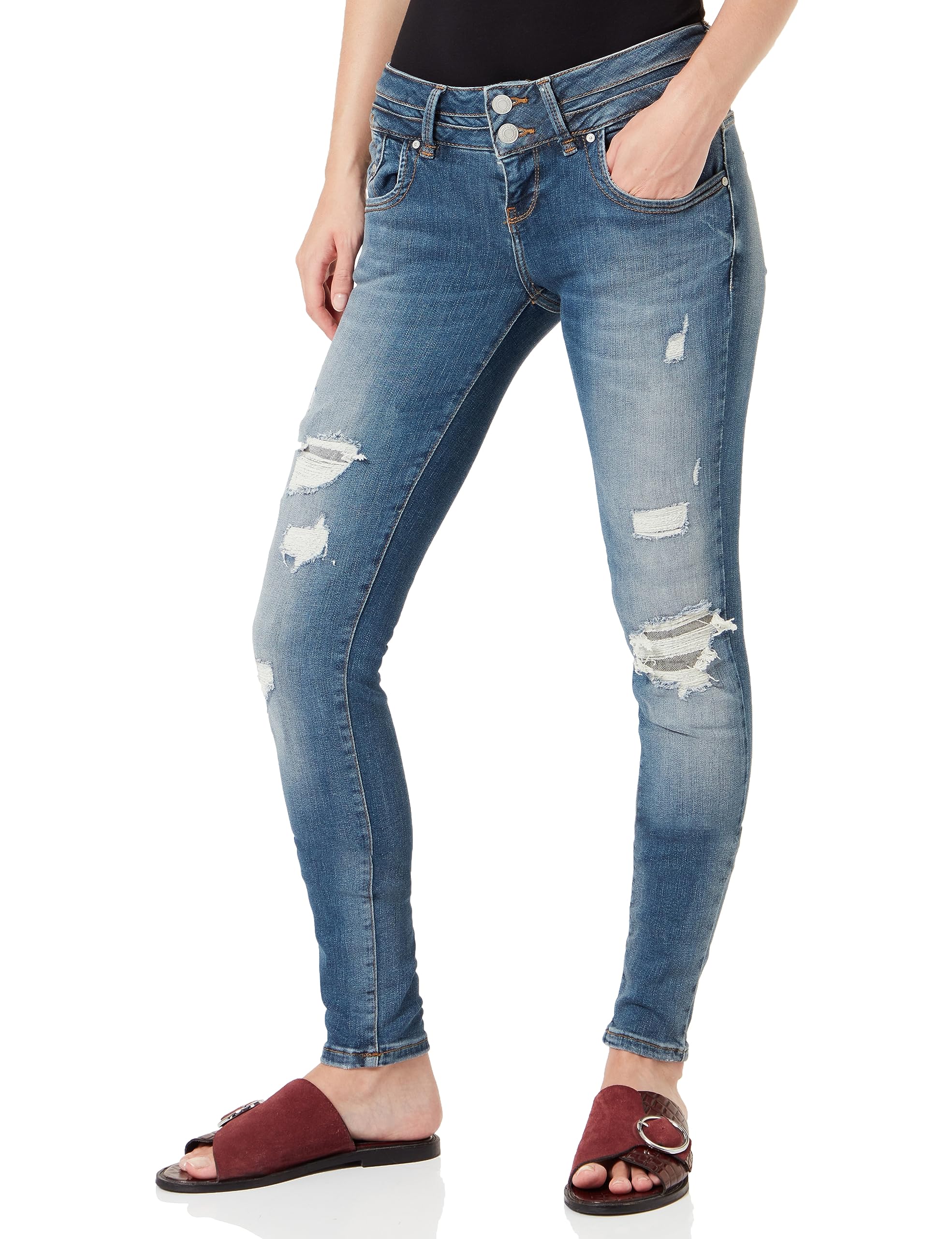 LTB Jeans Damen Jeans Julita X - Jeans Damen Skinny aus Baumwollmischung Skinny Denim Mittel mit Reißverschluss Niedrige Taille - Blau