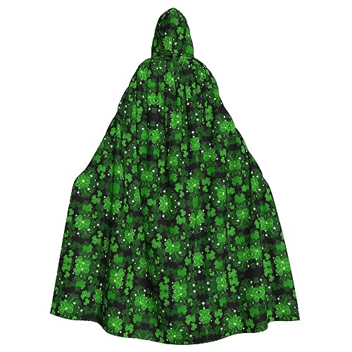 WURTON St. Patricks Day Blätter, voller Länge, Karnevals-Umhang mit Kapuze, Unisex, Cosplay-Kostüme, Umhang für Erwachsene, 185 cm