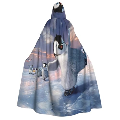 WURTON Kapuzenumhang mit glücklichem Pinguin-Aufdruck, Unisex, für Halloween, Karneval, Cosplay, vielseitig, für Erwachsene