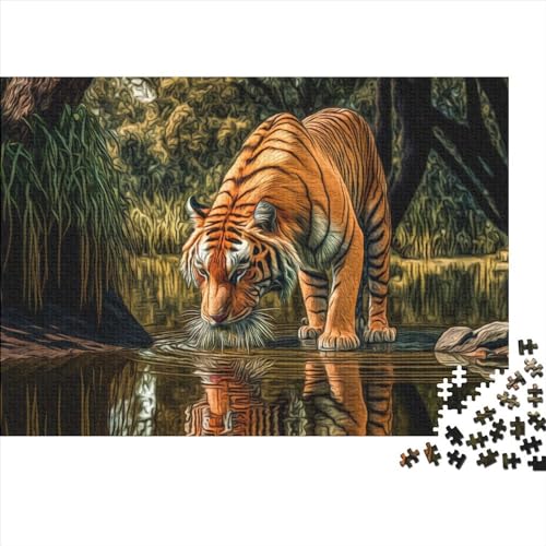 Schwierige, anspruchsvolle Puzzles, 500-teiliges Fantasy-Tiger-Holzpuzzle für Erwachsene und Teenager, interessante Puzzles zur Stressreduzierung (Größe 52x38cm)