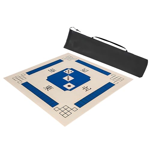 Mahjong Tischmatte,Kachel Spiele Tischabdeckung, Verdickte Mahjong-Tischmatte, rutschfeste Mahjong-Tischmatte mit Geräuschreduzierung und Aufbewahrungstasche for Mahjon Poker(Blue,78x78cm(30.7x30.7in)