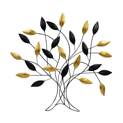 Mel-O-Design GmbH Moderne Metall-Wanddekoration Baum zum Hängen gold/schwarz 57,5 x 60 cm Lebensbaum Wandbild Metallbild