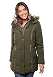 MARIKOO Damen Winter Jacke Mantel Parka warm gefütterte Winterjacke B817 [B817-Lieblings-Olive-Gr.XS]