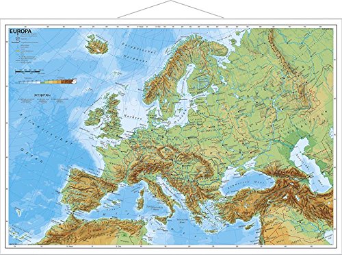 Europakarte Europa physisch, 95 x 66 cm mit Metallleiste (9709929627299)