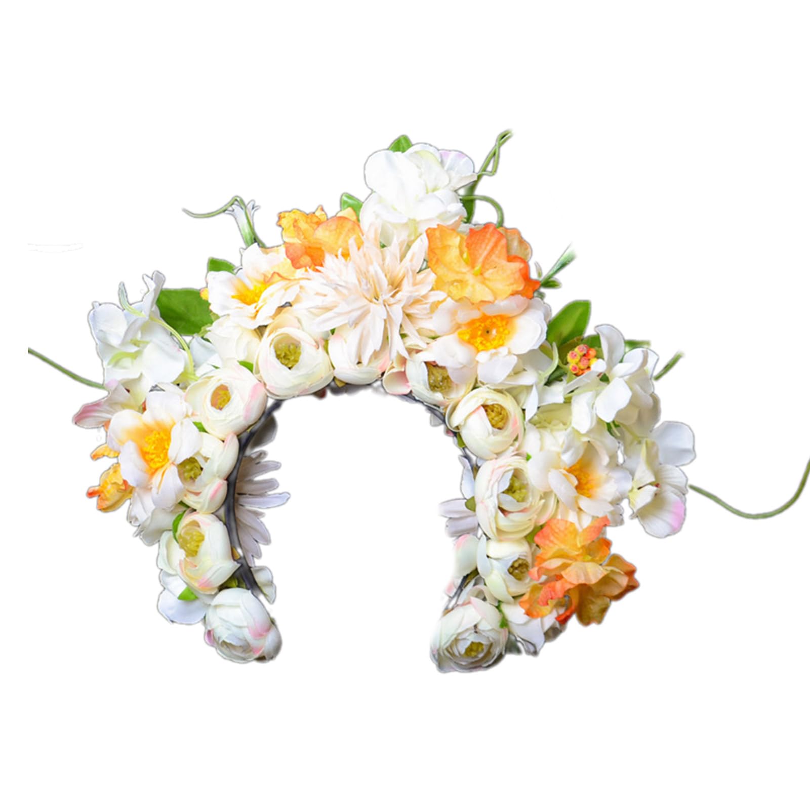 Eladcncmc Buntes Blumen-Stirnband, doppelseitiger Haarkranz, Hochzeit, Party, Kostüm, Kopfschmuck für Braut, Damen, Haar-Accessoire