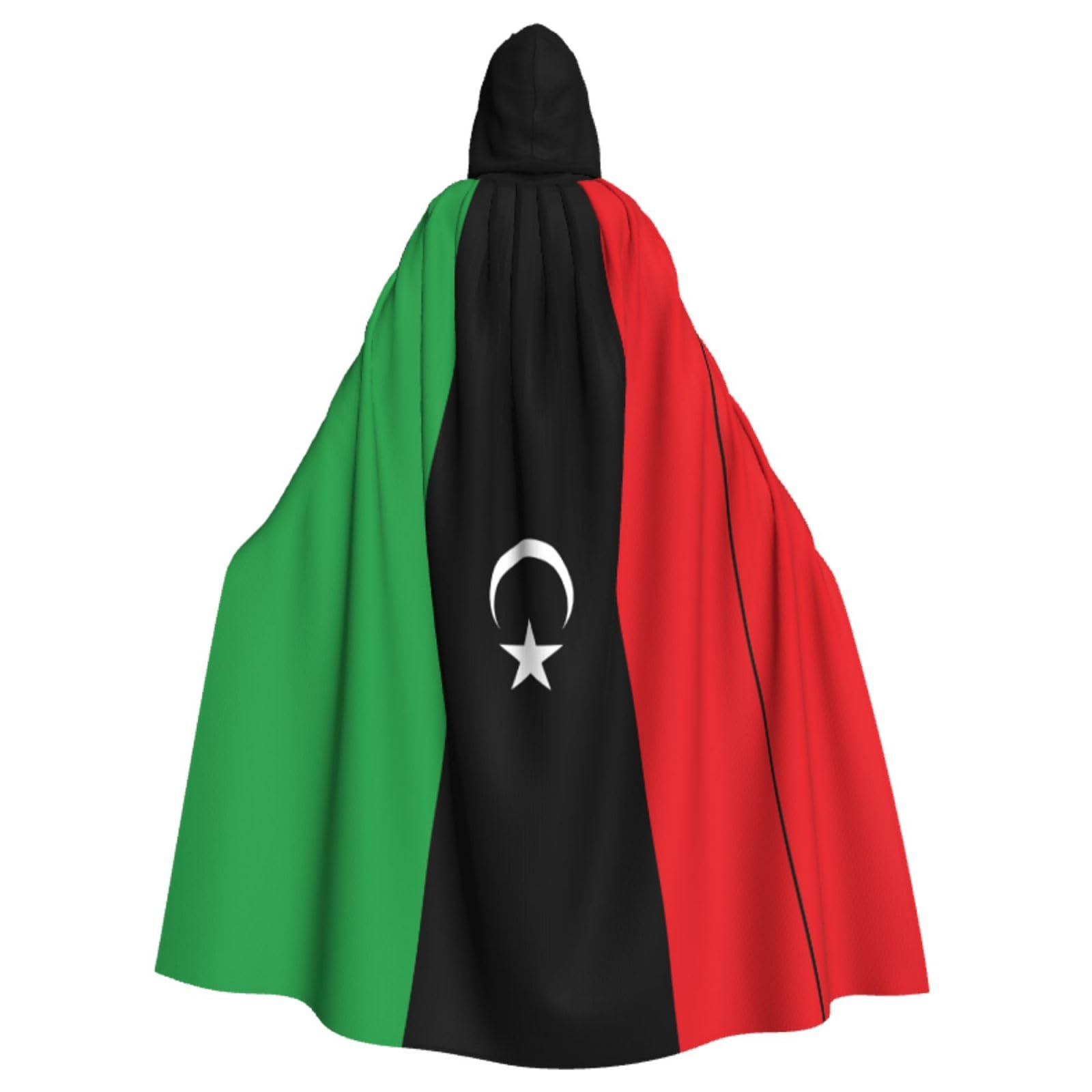 WURTON Libysche Flagge Druck Halloween Kapuzenumhang geeignet Karneval Mottoparty Halloween Cosplay Kostüm