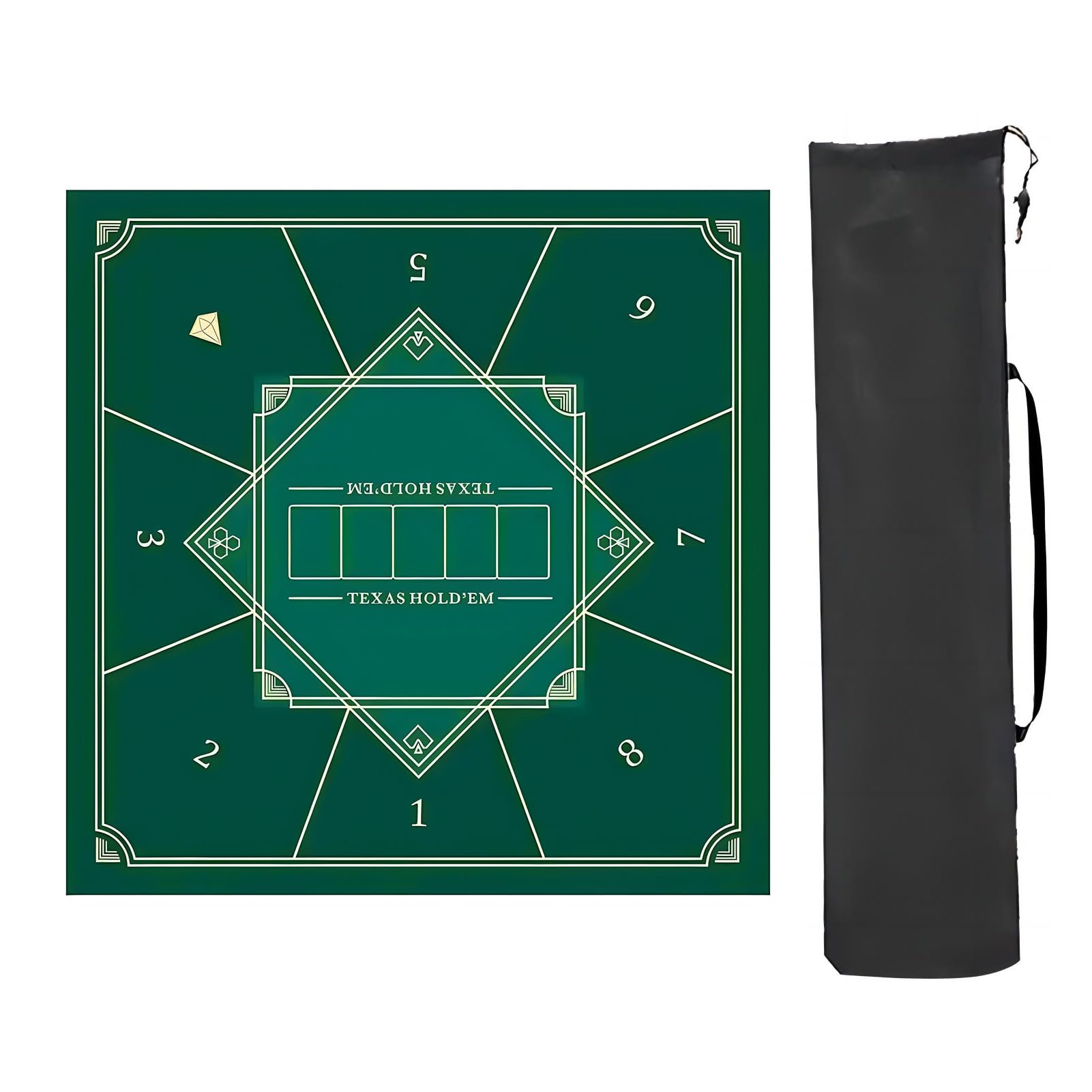 Mahjong Tischmatte,Kachel Spiele Tischabdeckung, Quadratische Mahjong-Tischmatte, Spieltischmatte mit Regeln, rutschfeste und geräuschdichte Mahjong-Matte, for Mahjon-Poker(Green,90x90cm(35.43x35.43in