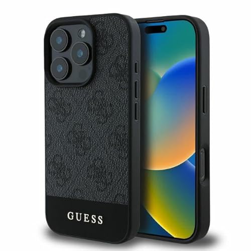 CG Mobile Guess GUHCP16LG4GLGR Hülle für iPhone 16 Pro 6.3" grau hardcase 4G Bottom Stripe