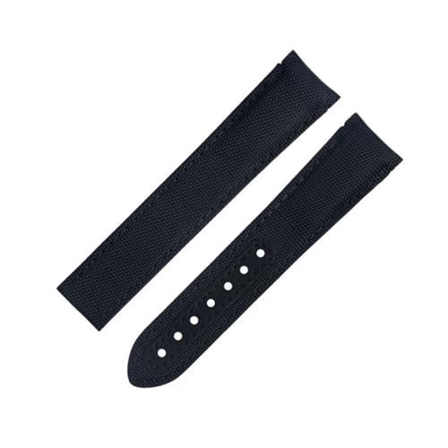 IOTUP Uhrenarmband für Omega Strap AT150 Seamaster 300 Planet Ocean De Ville Speedmaster Gebogenes Ende, 20 mm, schwarze Linie, hochdichtes Nylon-Rindsleder, 20 mm, Achat