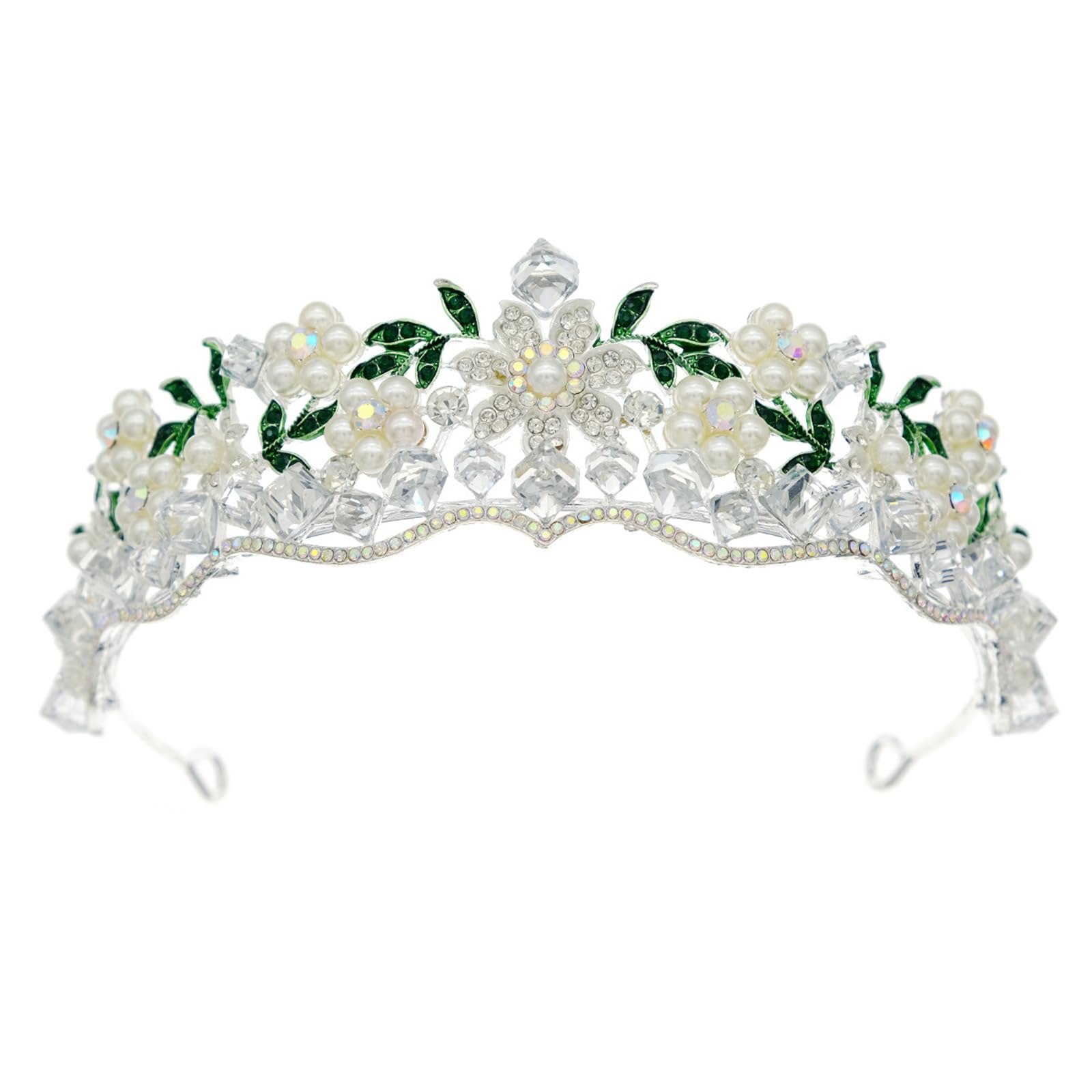 Zarte Tiaras mit floralen Nieten, unverwechselbare Metalllegierung, Blumenkronen, verziert mit funkelnden Strasssteinen für Damen