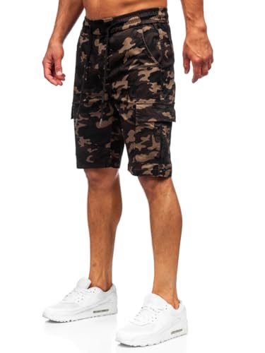 BOLF Herren Cargo Shorts Kurze Hose Cargohose Sommer Bermudas Outdoor Jogginghose Sporthose Stretch Freizeithose Camo Military Army A-297 Khaki M [7G7]