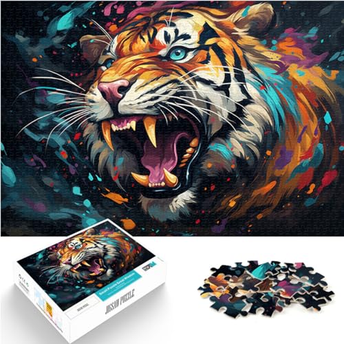 Puzzles für Bunter Psychedelischer Tiger 1000 Puzzles für Erwachsene 1000 Teile Holzpuzzles Wanddekoration Einzigartige Geburtstags 1000 Stück (50 x 75 cm)