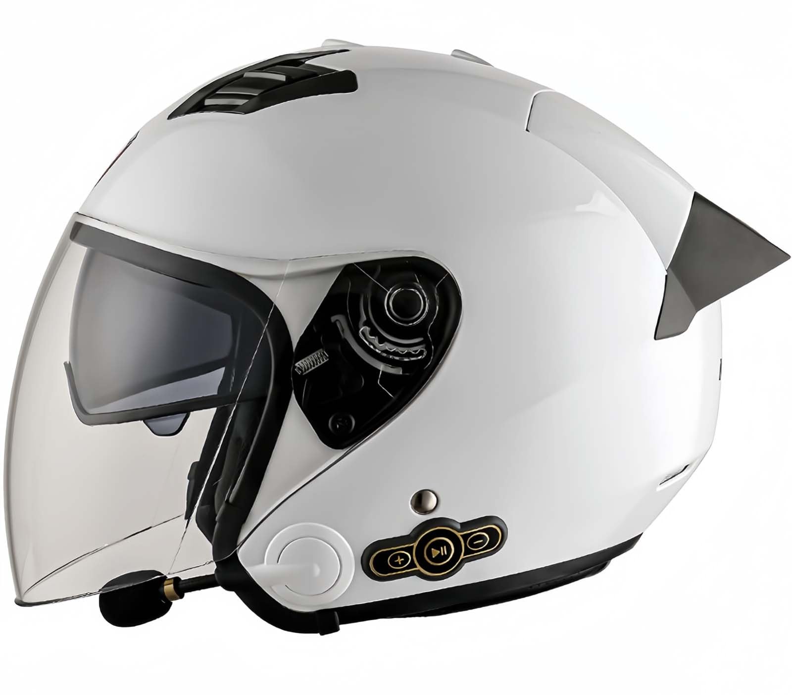 3/4 Motorrad-Jethelm Mit Bluetooth, Retro-Helm, Doppelbrille, Herausnehmbares Innenfutter, Ohrenschützer, ECE-Zertifizierung, Schutzhelm Für Roller, Fahrrad, Herren Und Damen B,XL61-62CM