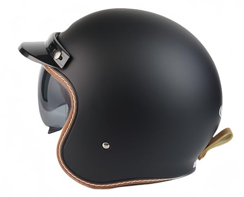 Retro Jet Motorradhelm Half Face ECE-Zertifizierung Vintage Helm Open Face Helm 3/4 Open Face Motorradhelm Erwachsener Open Face Schutzhelm Mopedhelm C,XL61-62CM