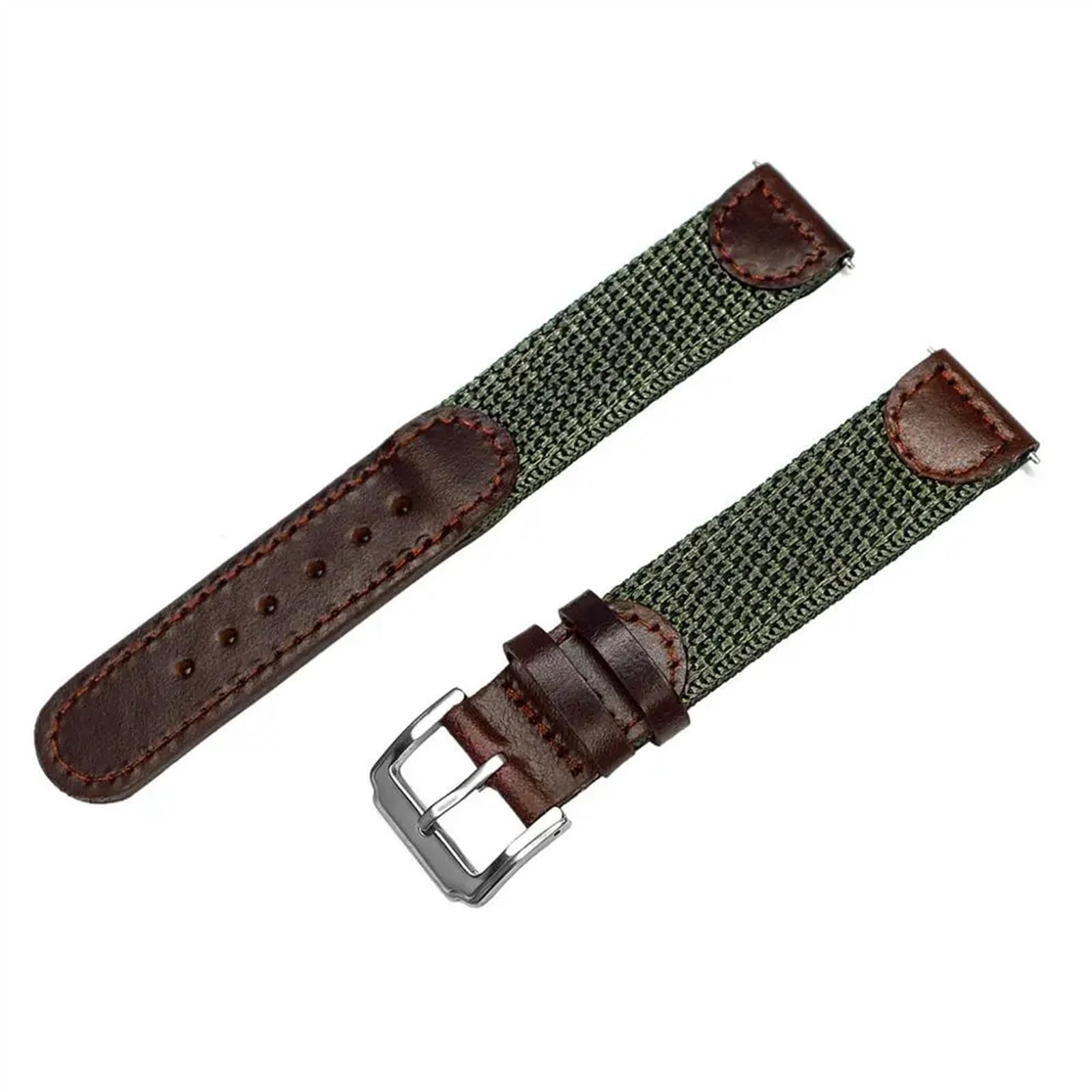 THBGTCNQ 20 mm 22 mm 24 mm echtes Ledergelenk-Nylonarmband for Männer Stahlschnalle for schnellen Austausch von Uhrenzubehör(Green-1,20mm)