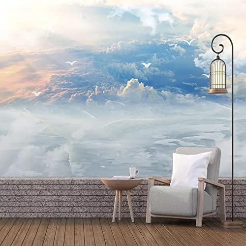 XLMING Blau-Weiße Wolken Küche Esszimmer Arbeitszimmer Wohnzimmer TV Hintergrund Wand 3D Tapete-250cm×170cm