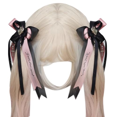 Zarte Schleife Herz Seitenclip Haarspange mit Kreuz Sweet GirlsRibbon Bow Dark Balletcore