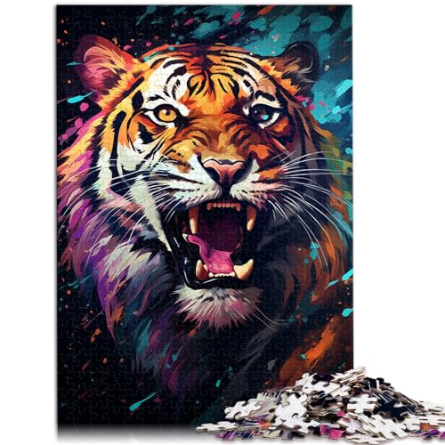 Puzzles Geschenke Spielzeug Sternenhimmel Malerei Tiger 1000-teiliges Puzzle Lernspiele Holzpuzzle als Geschenk für die ganze Familie und die 1000 Teile (50x75cm)