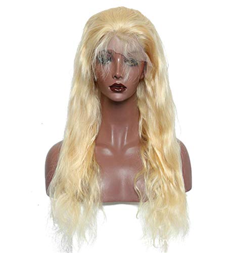 LINLINCD-volle Spitze 360 ​​lange Körperwelle blonde Echthaarperücke 16inch