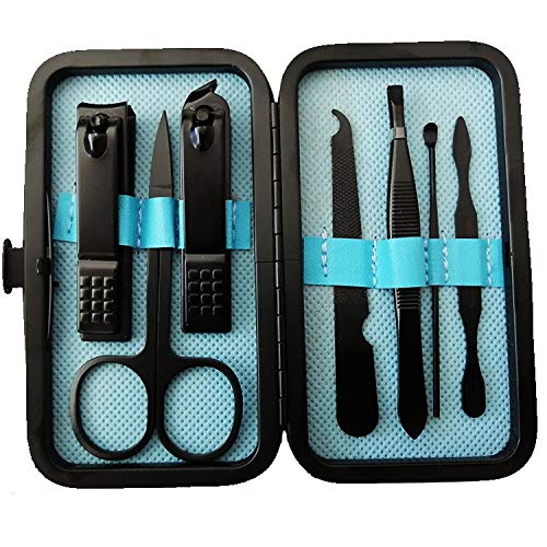 Zehennagelknipser 7 stücke Nagel Clippers Set Tragbare Reise Edelstahl Schwarz Pediküre Schere Tweezer Maniküre Set Kit Nagel Werkzeuge Nagelknipser-Set (Color : Blauw)