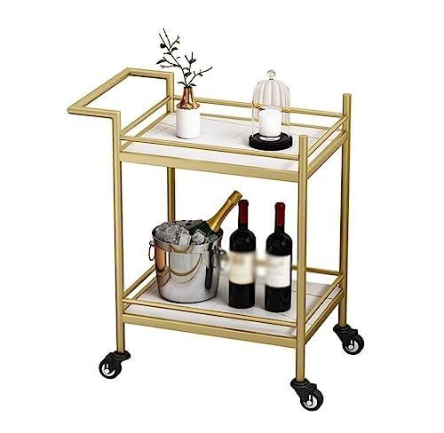 Kitchen Storage Cart Rolling Cart Storage Trolley 2 Tier Metal Rolling Cart With Wheels Mobile Kitchen Storage Cart Hotel Commercial Cart Home Restaurant Trolley Rolling Storage Cart Utility Cart ,