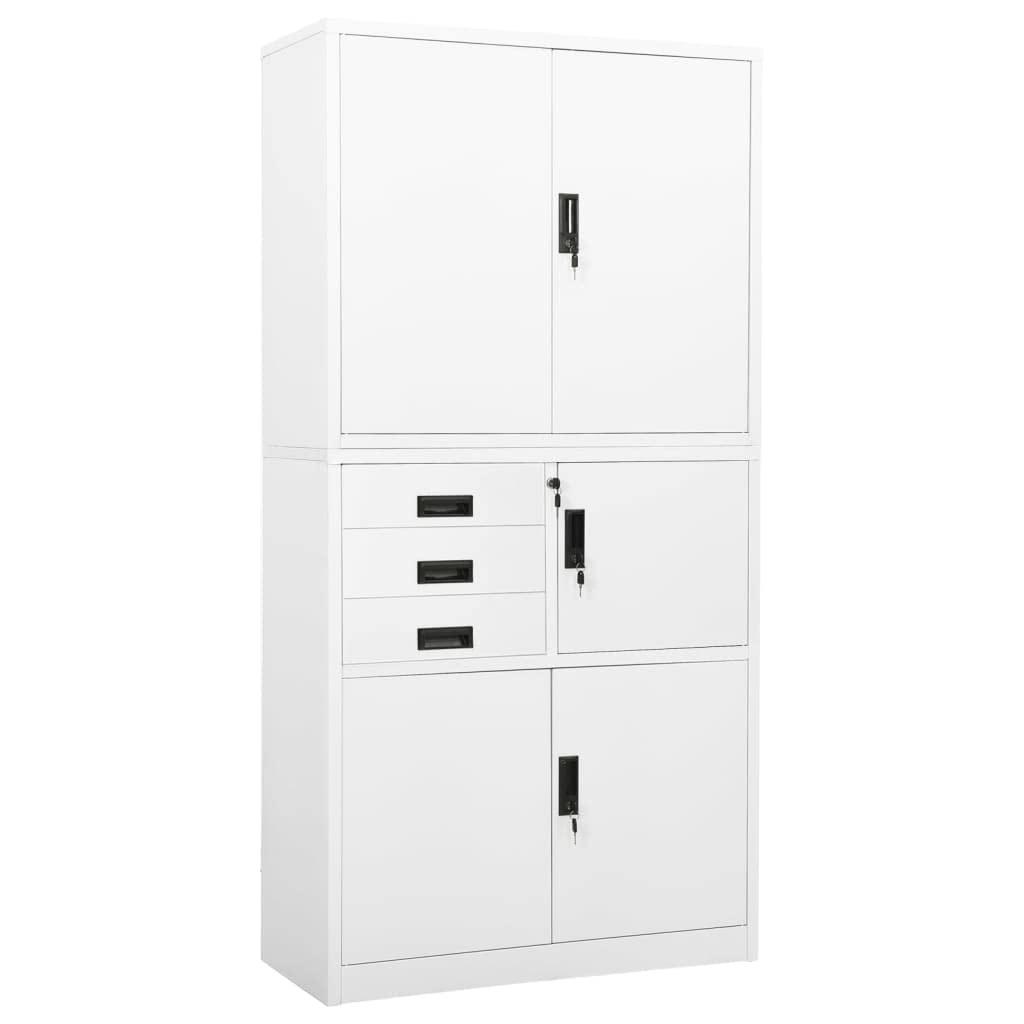 KLYEON Büroschrank Weiß 90x40x180 cm Stahl, Aufbewahrungsschränke & Schließfächer