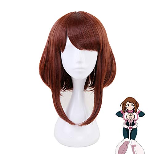 LINLINCD-Anime Coser Wig Ochako Uraraka Perücke Boku No Hero Academia Cosplay Perücke Synthetische Rot Anime My Hero Academia Cosplay OChaco Uraraaka MZ-1164 (Farbe: MZ-1164)