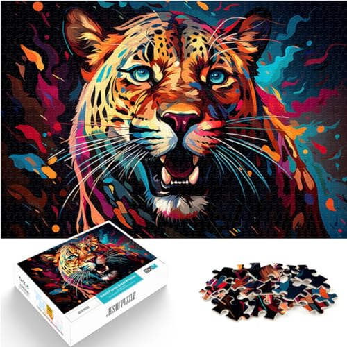 Puzzles für Erwachsene, farbenfrohe Psychedelie des afrikanischen Leoparden, 1000 Teile, Puzzle aus Holz, Heimdekoration, Puzzle-Spielzeug, 1000 Teile (50 x 75 cm)