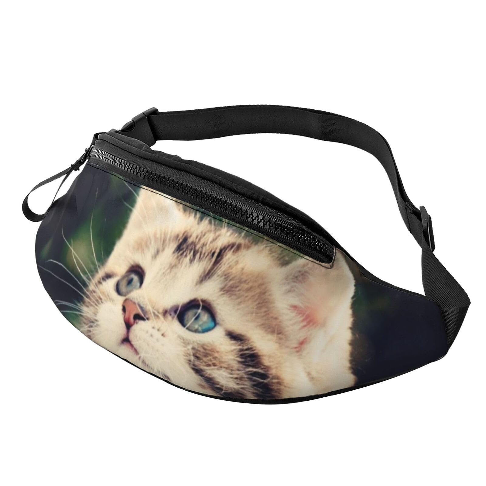 HSJFS Modische Hüfttasche mit Motiv Wolf heulender Mond, verstellbare Hüfttasche, lässige Brusttasche, katze, Einheitsgröße