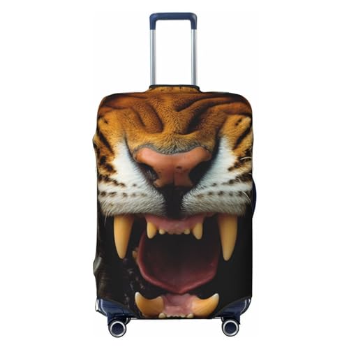 CSGJMYGS Reisegepäckabdeckung, elastisch, waschbar, modisch, kratzfest, Gepäckabdeckung, Angry Tiger, Koffer-Schutz, passend für 45,7 - 81,3 cm Gepäck, Schwarz , XL