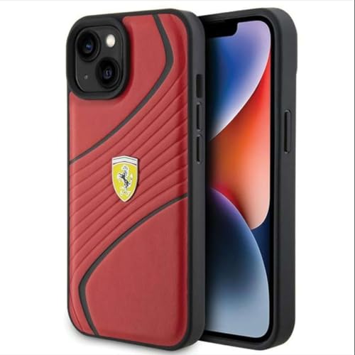 Ferrari FEHCP15SPTWR Hülle für iPhone 15 6.1" Rot hardcase Twist Metal Logo