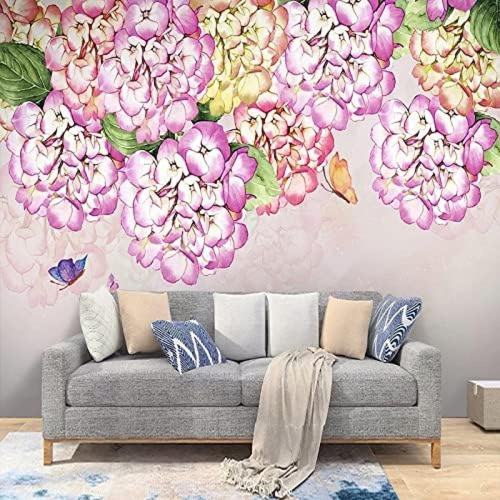 XLMING Handgemalte Rosa Blume Rustikal 3D Tapete Wohnzimmer Sofa Schlafzimmer Esszimmer Home Dekoration Wand-250cm×170cm