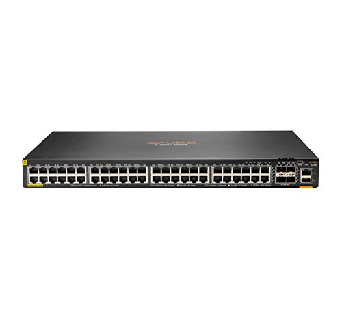 HP Hewlett Packard Enterprise Aruba 6200F 48G Class 4 PoE 4SFP+ 740W Verwaltet L3 Gigabit Ethernet (10/100/1000) schwarz 1U Ethernet-Verbindung, unterstützt Stromversorgung über diesen Port (PoE)