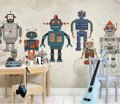 Cartoon-Roboter 3D Tapete Poster Restaurant Schlafzimmer Wohnzimmer Sofa TV Dekorative Wand-150cm×105cm