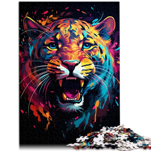 Puzzle-Spiele, Malen, bunter Leopard, Puzzle 1000 Teile für Erwachsene, Holzpuzzle, Familienspiele, Weihnachts- und Geburtstagsgeschenke, 1000 Stück (50 x 75 cm)