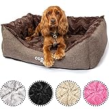 CopcoPet - Hundebett Pia Hundekörbchen Hundesofa, waschbarer Bezug mit Plüsch, Schaumstoff-Flocken oder orthopädischem Visco-Schaumstoff Gr. 60 x 50 cm, Rosa