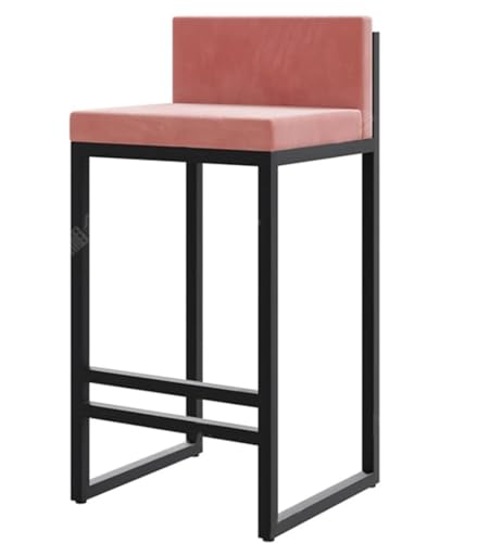 Barhocker Barstühle Barstuhl Samt Barhocker Schwarz Eisen Bar Stuhl Hohe Hocker Für Restaurants Esszimmer Stuhl Bar Stühle Barsessel(Pink,75cm/29.5")