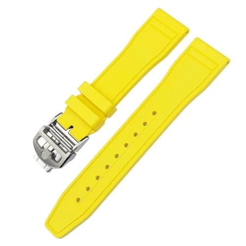 IOTUP FKM Armband aus Naturkautschuk, 20 mm, 21 mm, 22 mm, für IWC Big Pilot's Watches IW3881 IW3777, grün-gelb, bunt, weiches Fluorkautschuk-Armband, 20 mm, Achat