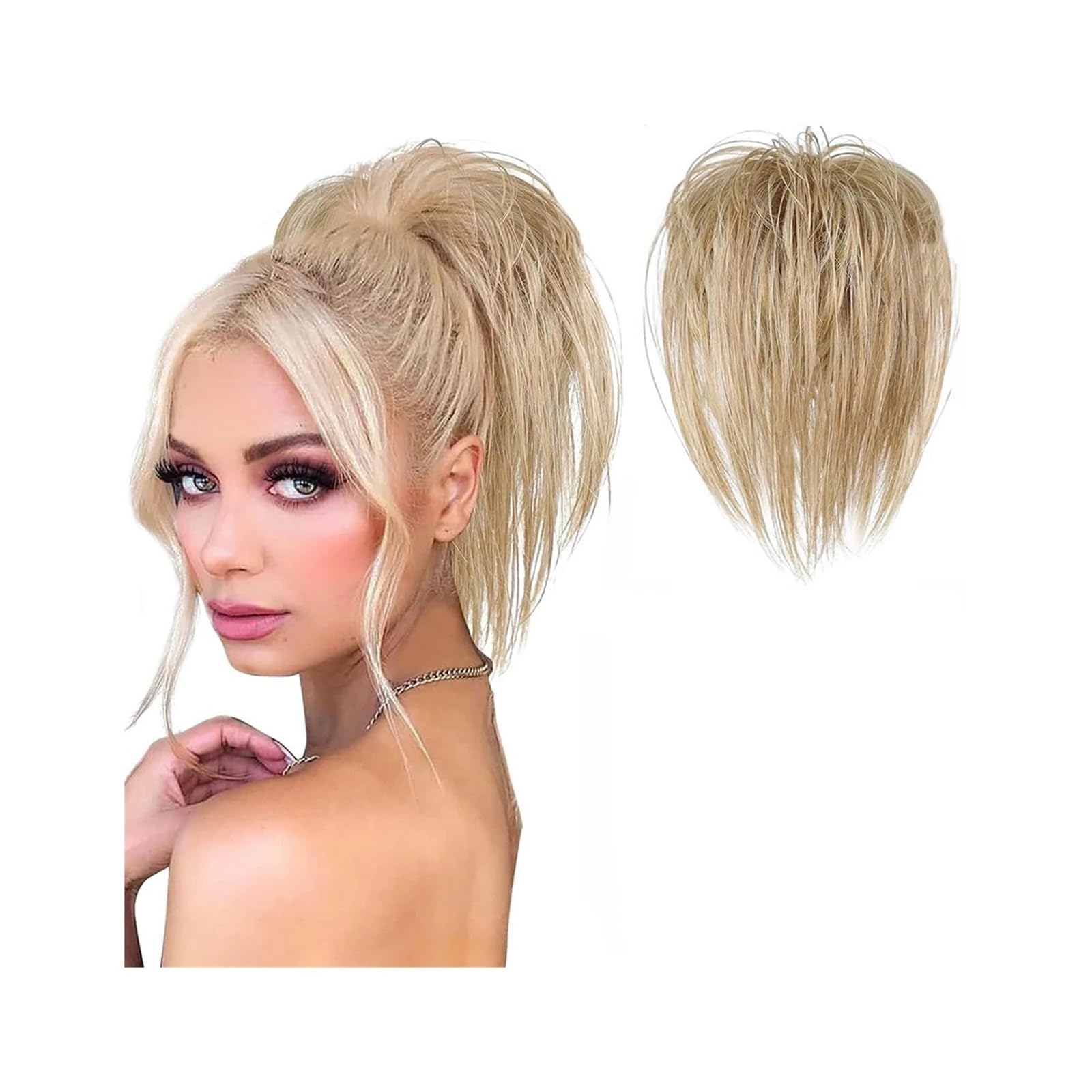 Haarteile Haarknoten Messy Bun Haarteil, Krallenclip, Messy Hair Buns Extensions, Tousled Updo, gewellte, lockige Haarteile for Frauen, Krallenclip, Pferdeschwanz-Dutt Brötchen Haare(AS01-27I613)