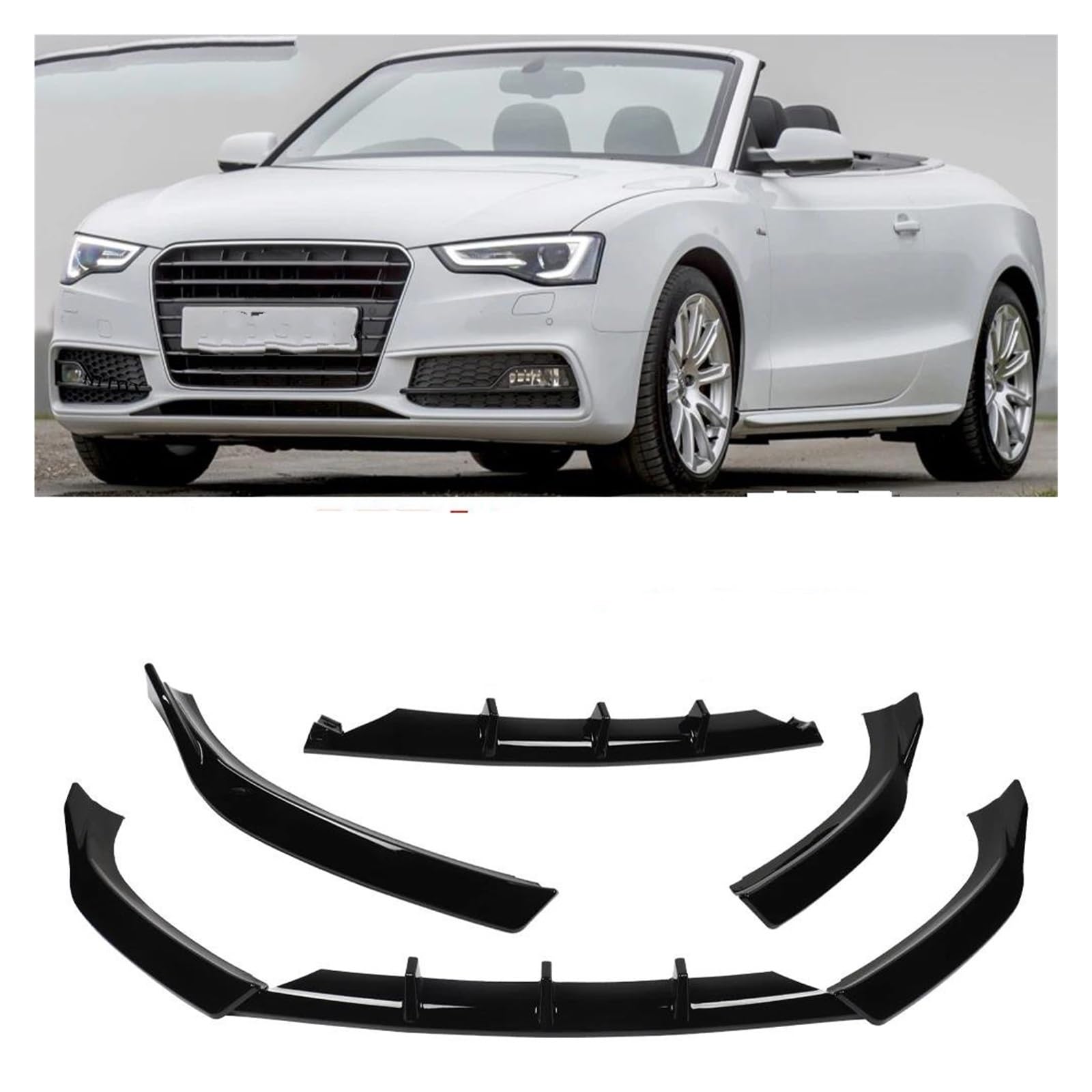 Frontspoiler Lippe Für A5 S5 Quattro S-LINE 2012 2013 2014 2015 2016 Frontstoßstange Splitter Lip Diffusor Body Kit Spoiler Schutz Frontstoßstange Spoiler(Gloss Black)