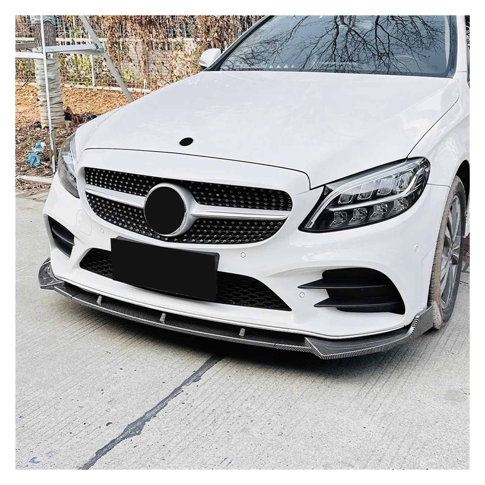 Splitter Für Benz W205 C205 S205 C43 C180 C200 C300 2019 2020 2021 Für AMG Für LCI Tuning Auto Frontspoiler Stoßstange Lip Spoiler Splitter Frontlippe(Carbon Look)